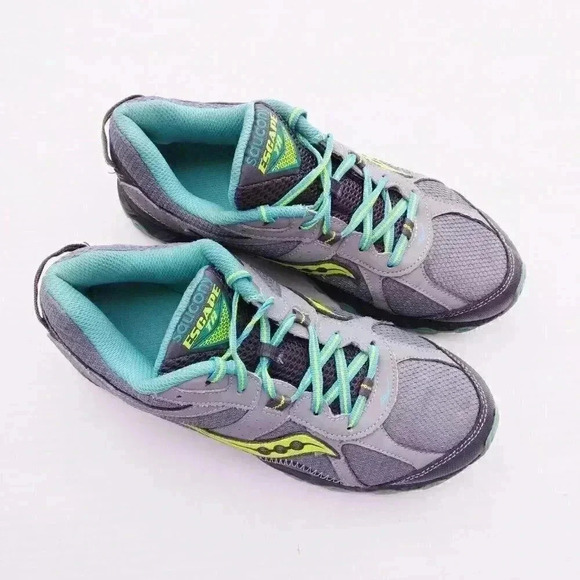 Saucony Shoes - SAUCONY ESCAPE TR  Run Trail Running Hiking Shoes Gray Teal Womens Sz 9.5